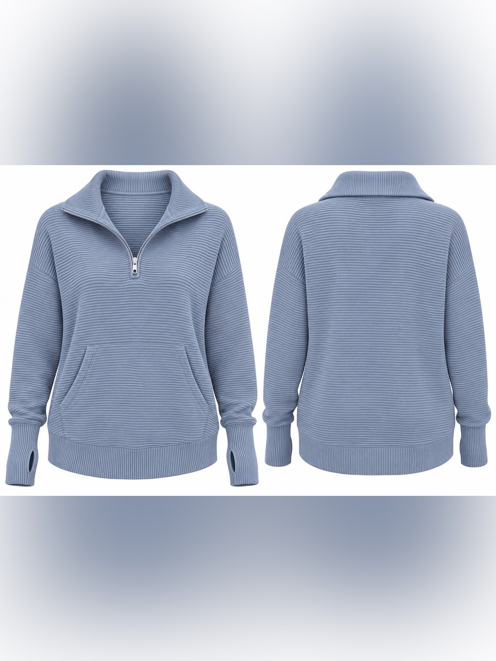 PRETTYGARDEN Ribbed Half Zip Pullover
